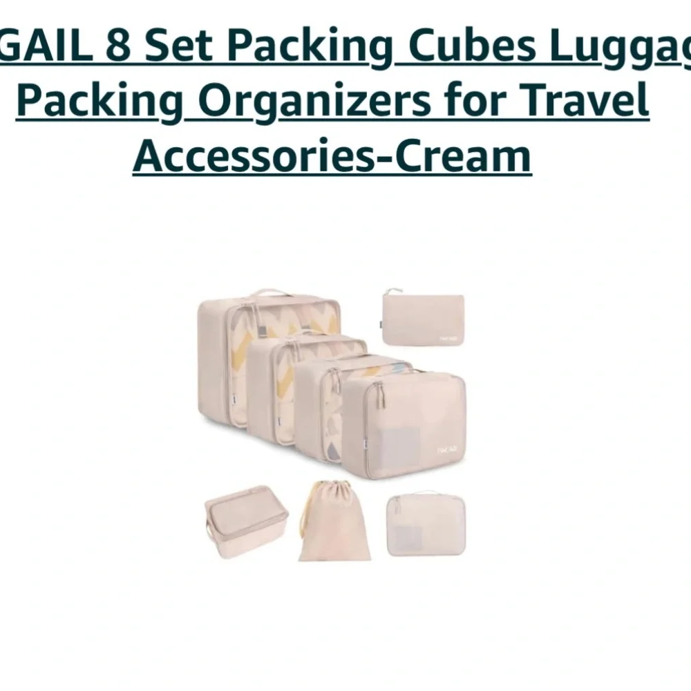 Bagail Cream Packing Cubes Set of 8